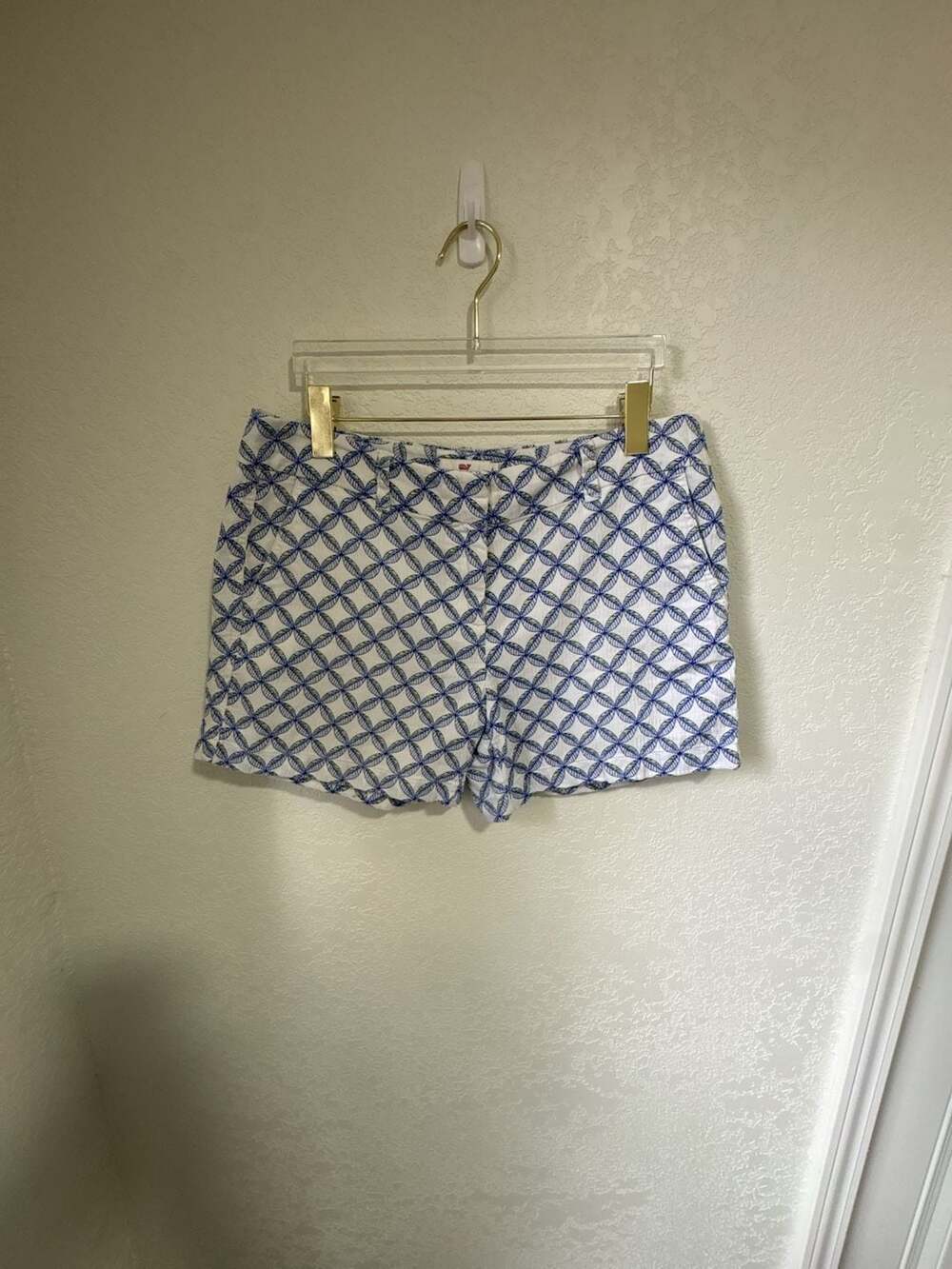 Vineyard Vines Shorts Size 8 Blue White Leaf Geometric Cotton
